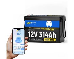WattCycle 12V 314Ah Mini Bluetooth Lithium Deep Cycle Accu - Draagbaar laadstation met Bluetooth, slimme app-monitoring, ideaal voor campers, zonne-energiesystemen, thuisopslag, trollingmotoren en maritieme toepassingen