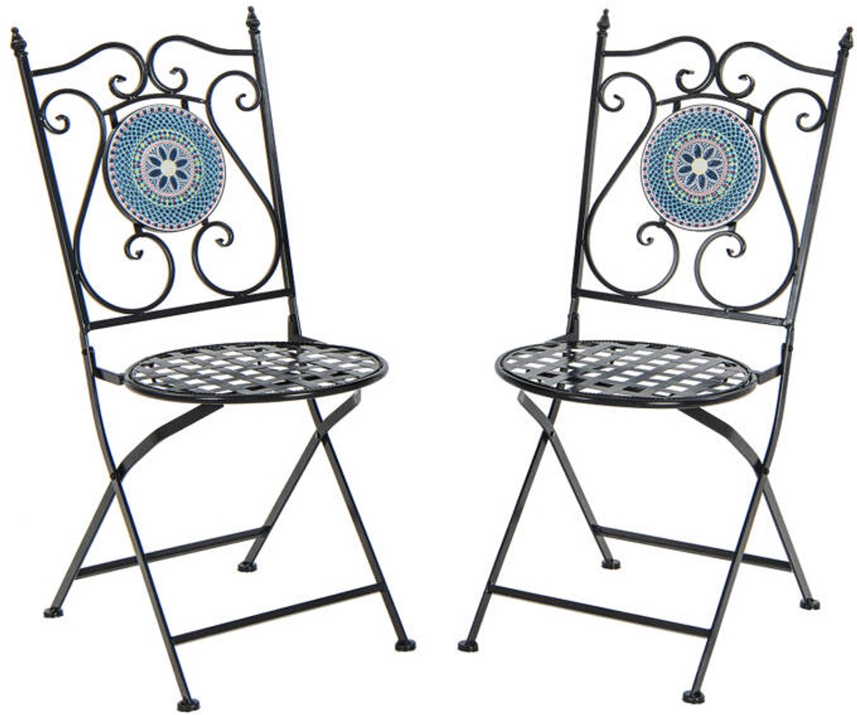 COSTWAY 2 stoelen, inklapbaar, zitgarnituur, tuingarnituur, balkonmeubels, tuinmeubelen, zitgroep voor tuin, terras, balkon (blauw)