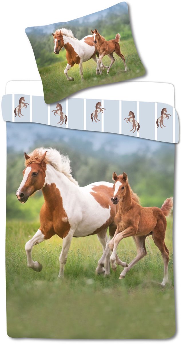 Dekbedovertrek Paard in de wei - 140 x 200 cm - Katoen