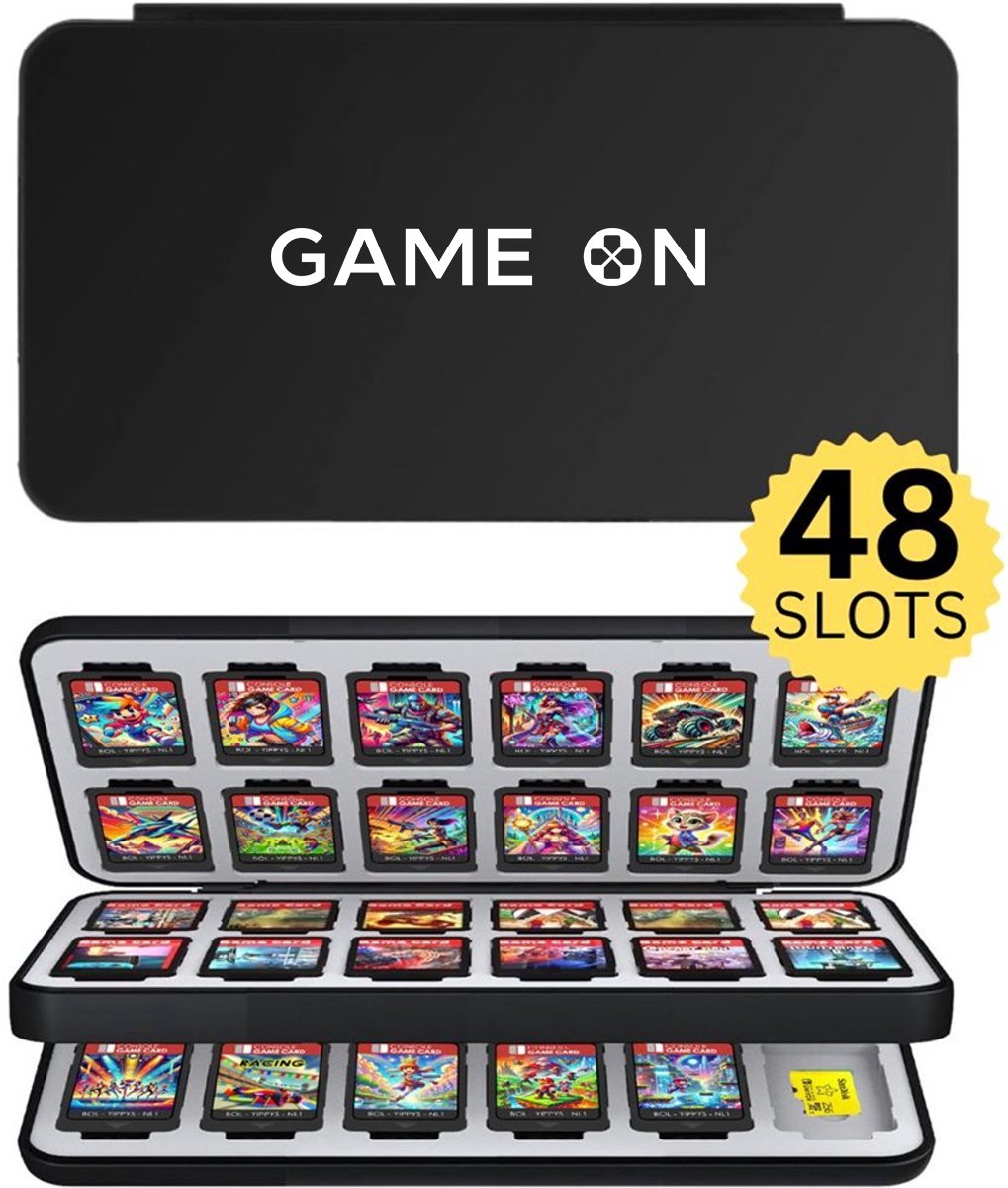 Xainy – Card case XXL zwart geschikt voor Nintendo Switch & Switch 2 games | Switch-games opberghoes accessoires | Spellen game hoes houder | Opberg travel box / opbergbox voor OLED / Lite consoles | Beschermhoes 48 card slots
