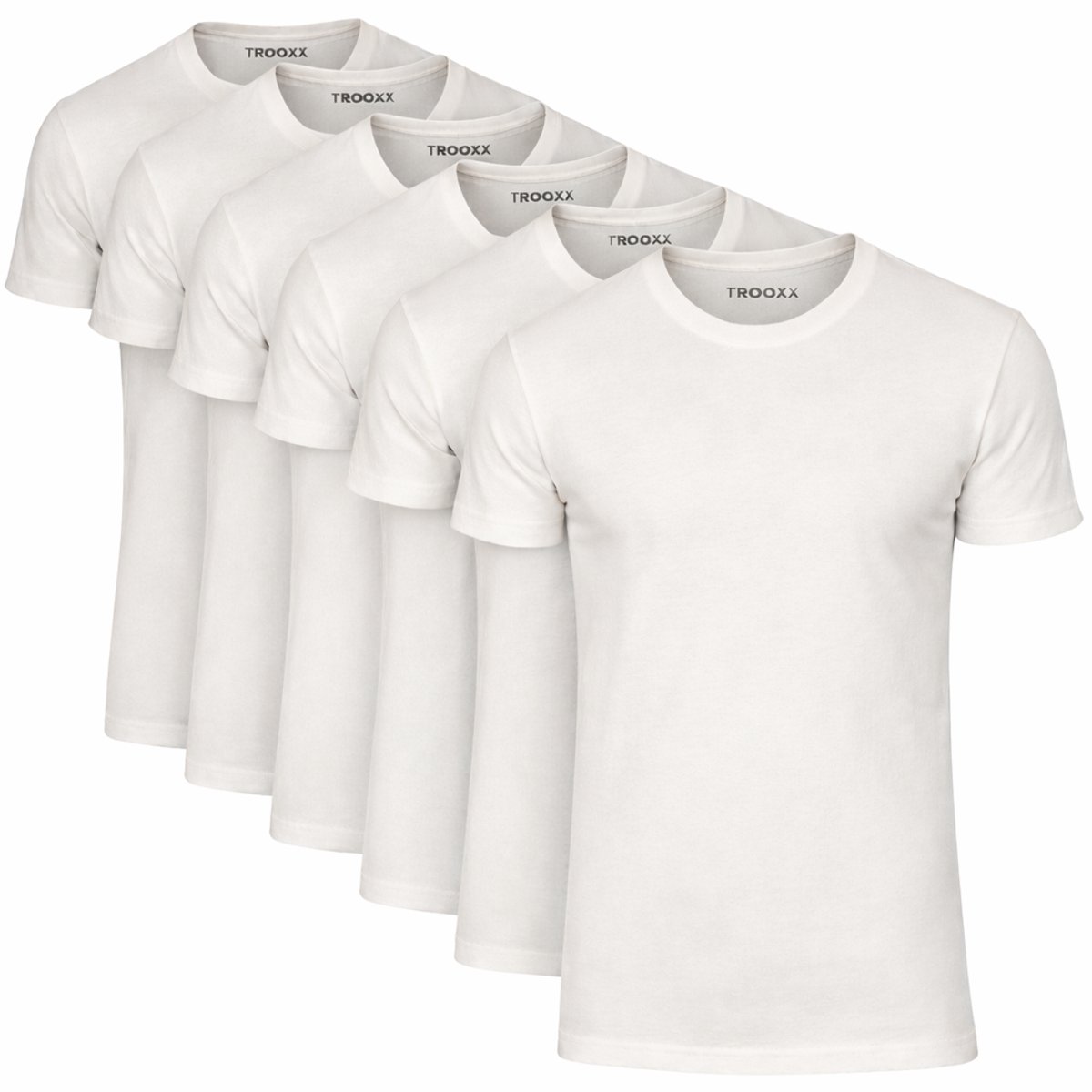 Trooxx - T-Shirt - 6-Pack – Ronde Hals – Wit – Heren T-Shirts – 100% Katoen – Maat 3XL