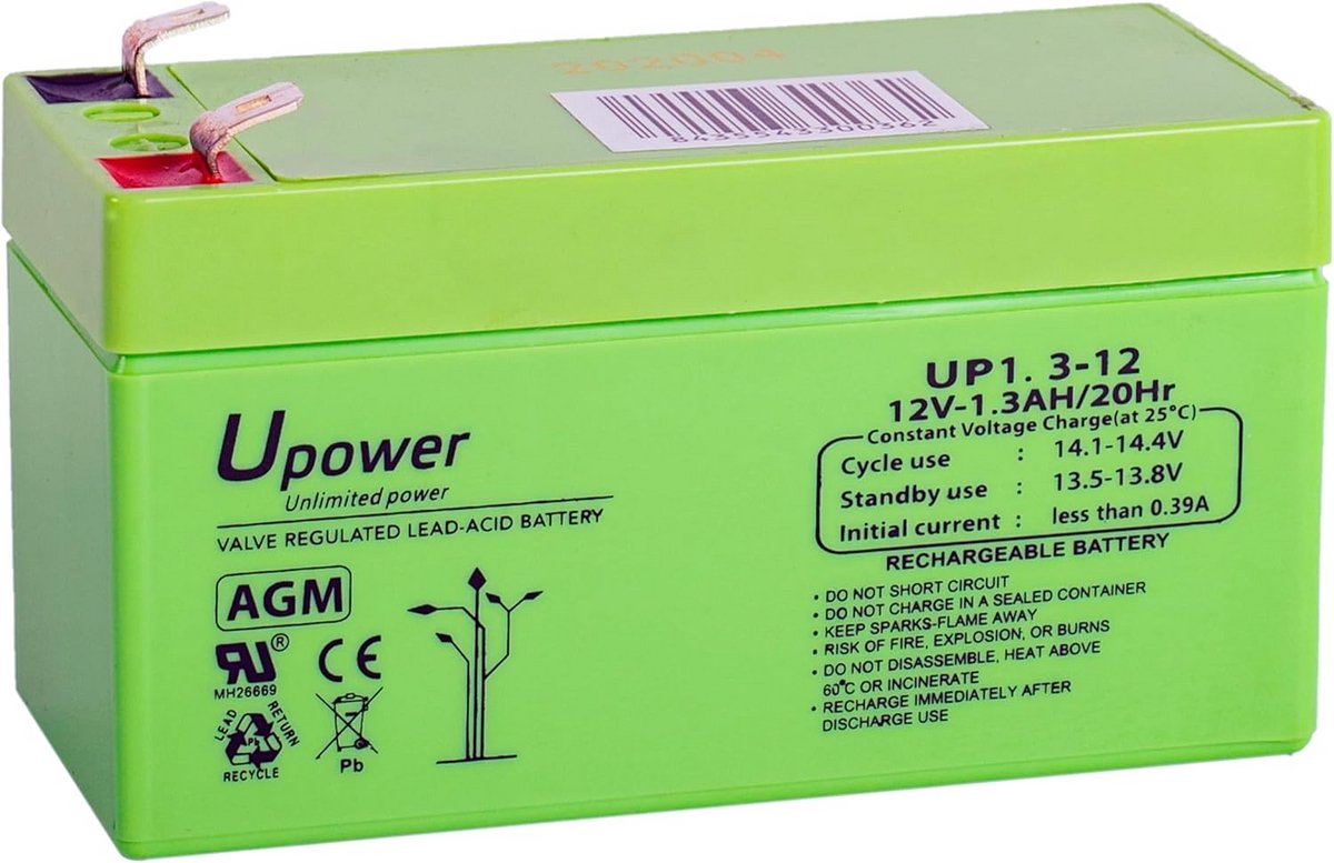 AGM Accu 12V 1.3Ah - Onderhoudsvrije Batterij voor Diverse Toepassingen