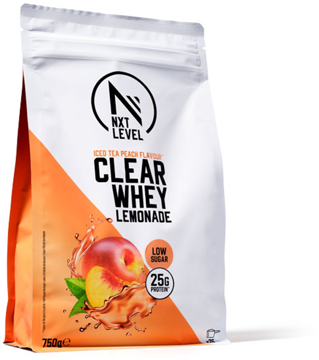 NXT Level® Clear Whey Eiwit Limonade - Eiwitten - Eiwit Poeder - Whey Lemonade - Laag in suiker, vet en calorien - 25 shakes - Iced Tea Peach 750g