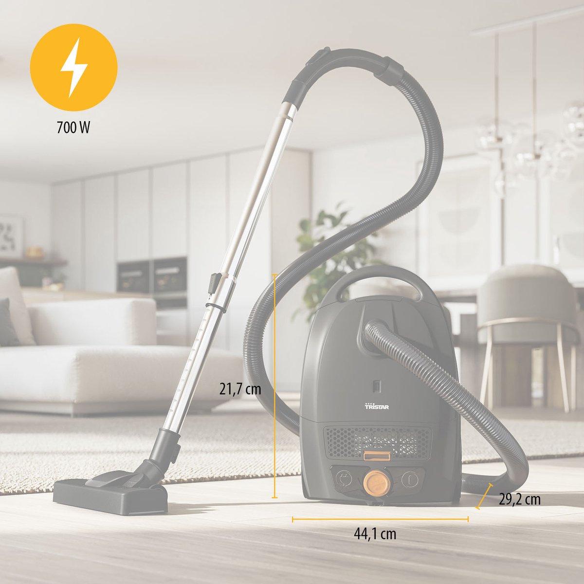 Tristar SZ-2340 - Stofzuiger 700W - 3,5L Capaciteit - 7.5 met actieradius - Compact en lichtgewicht — afbeelding 6
