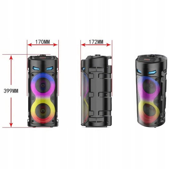 Draadloze Bluetooth Speaker - Draagbare Luidspreker - 16W Bluetooth Party Luidspreker - Zwart - 2x8W Stereo - 8 RGB-lichten & TWS - Met Microfoon & Afstandsbediening van Merkloos — afbeelding 2