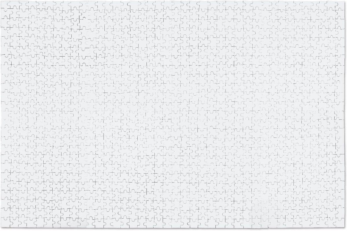 1000 Stukjes Lege Witte Puzzel voor Kinderen en Volwassenen - Blanco Kartonnen DIY Legpuzzel van 50x75 cm