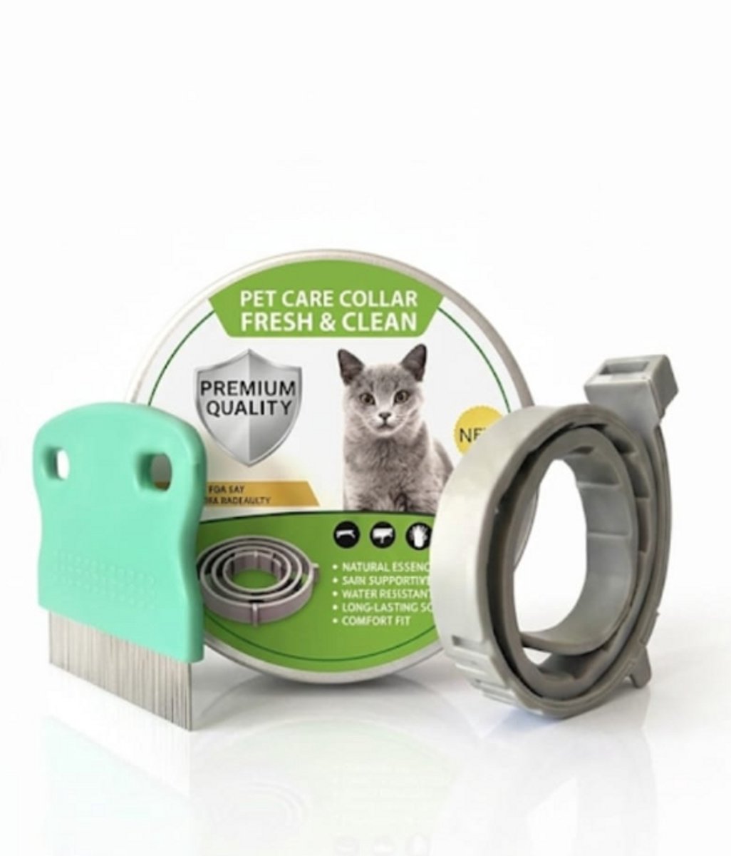 Bol.com 2 STUKS - Halsband voor Katten - Inclusief 2 STUKS Vlooienkam - Effectief - Hygiënische Bescherming - Voordeelverpakking... aanbieding