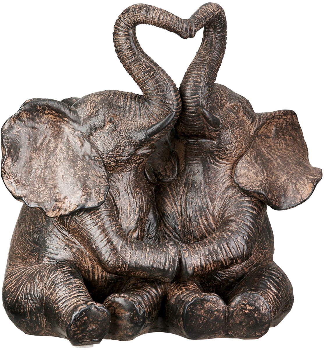 Verliefde Olifanten - Twee Olifanten - Resin beeld - Gedetailleerd sculptuur Dieren - 18 cm x 18 cm - Hoogte 12 cm