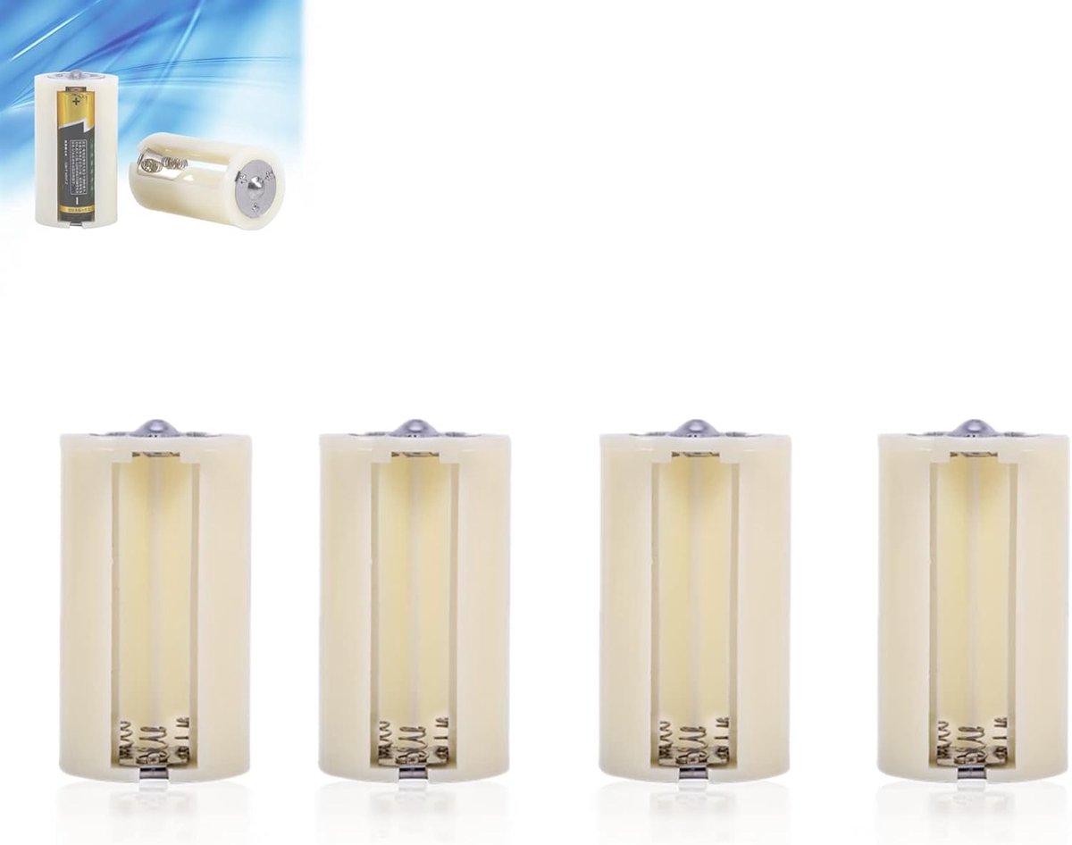 4 stuks Universele Batterijadapter voor D-batterij - 3 AA naar D Conversie