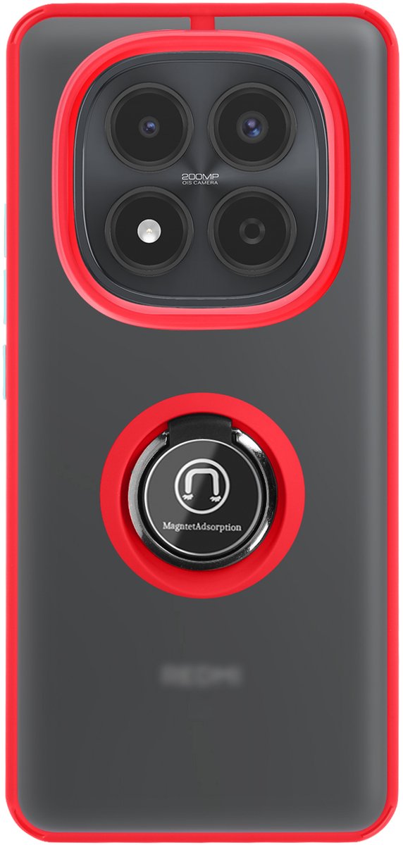 Avizar Hoesje voor Redmi Note 15 Pro 4G met magnetische ring matte afwerking, Rood