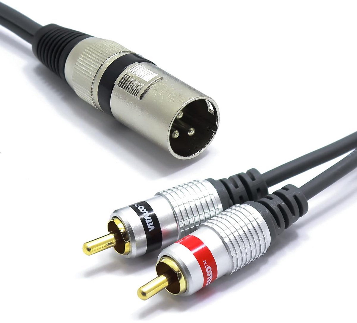 XLR naar 2x Cinch Stereo Kabel 1,5 m - Microfoonkabel met 3-polige naar Chinch Adapter