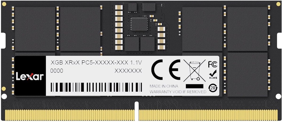 Lexar 16GB DDR5 5600MHz SODIMM Laptop RAM – PC5-44800 – CL46 – 1.1V Werkgeheugen