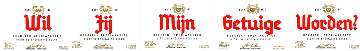 Duvel Bier etiketten 'Wil Jij Mijn Getuige Worden?' (5 stuks) - Waterafstotende Vinyl bier Stickers - Cadeau Getuige