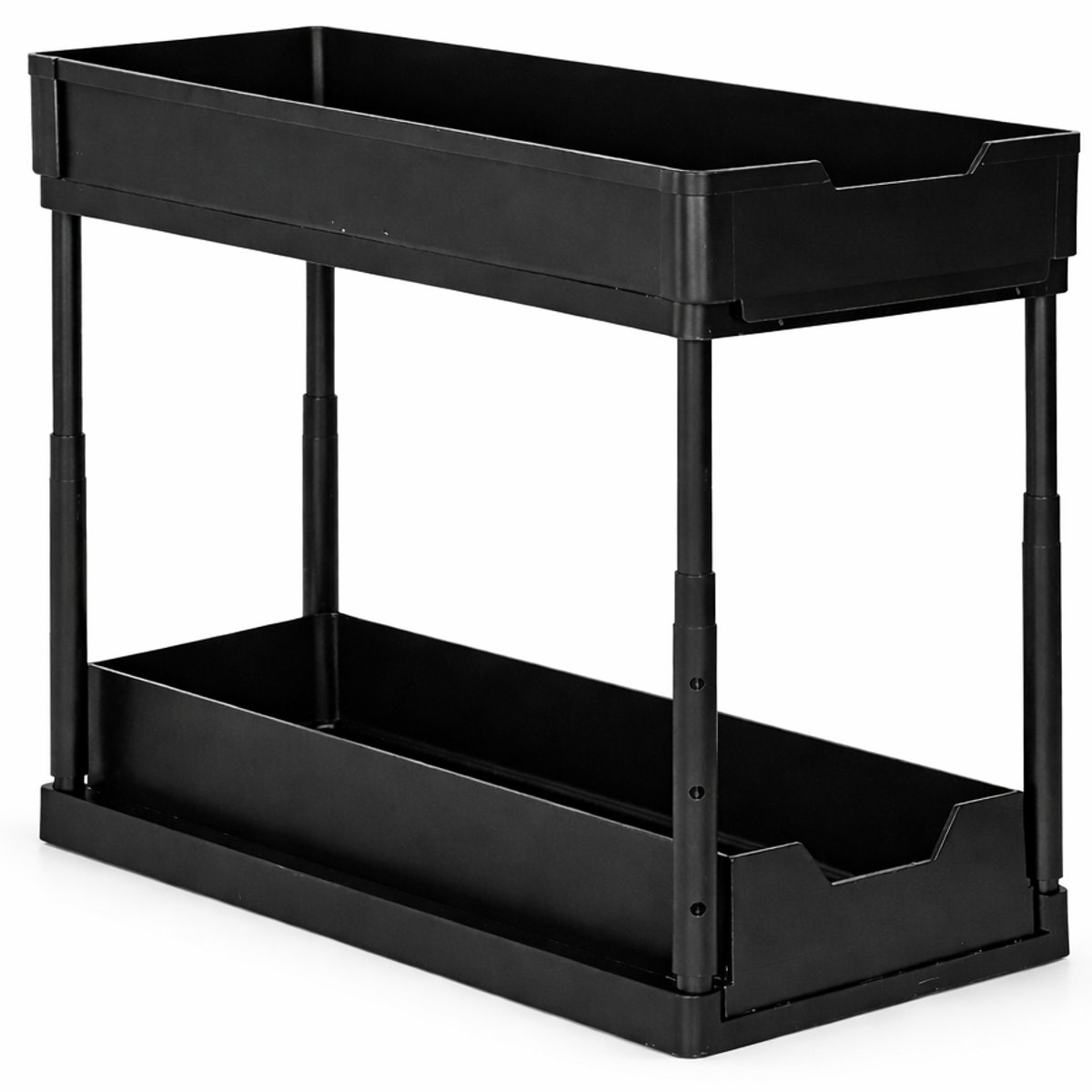 Joyage Keukenkast Organizer - In hoogte verstelbaar - Schuiflade Keukenkast - Aanrecht Organiser – Keuken Organizers - Kast Organizer - Kitchen Organizer Lade Organizer - Zwart - Under sink Organizer - Gootsteenkast Organizer - Badkamer Organizer