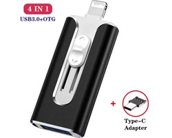 Lordani 4-in-1 256 GB Snelle USB Flash Drive | Perfecte Opslag voor Foto's, Video's, en Bestanden | Geschikt voor iPhone, Externe Gegevens opslag, Plug-and-Play, Draagbare USB Stic