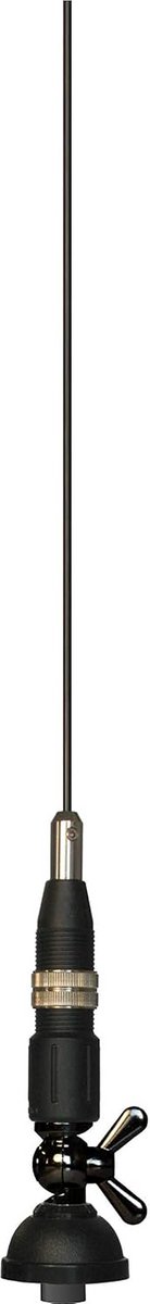CB-antenne voor voertuigen, frequentie 26,5 - 27,4 MHz, maximaal vermogen 40 W, roestvrijstalen stylus, kantelbaar 180 °, hoogte 0,95 m