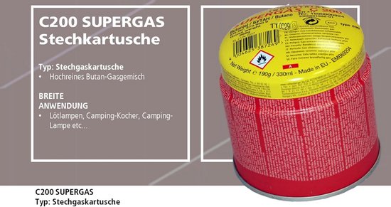 C200 Supergas-Kartusche voor Gasbranders en Gaslampen - 3 Stuks — afbeelding 5