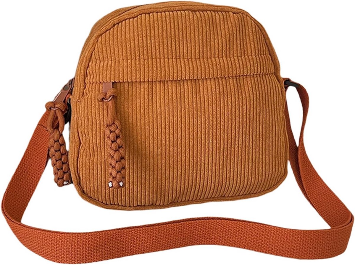 Vierkante Corduroy Crossbody Tas voor Vrouwen - Schattige Schoudertas voor Reizen en Festival