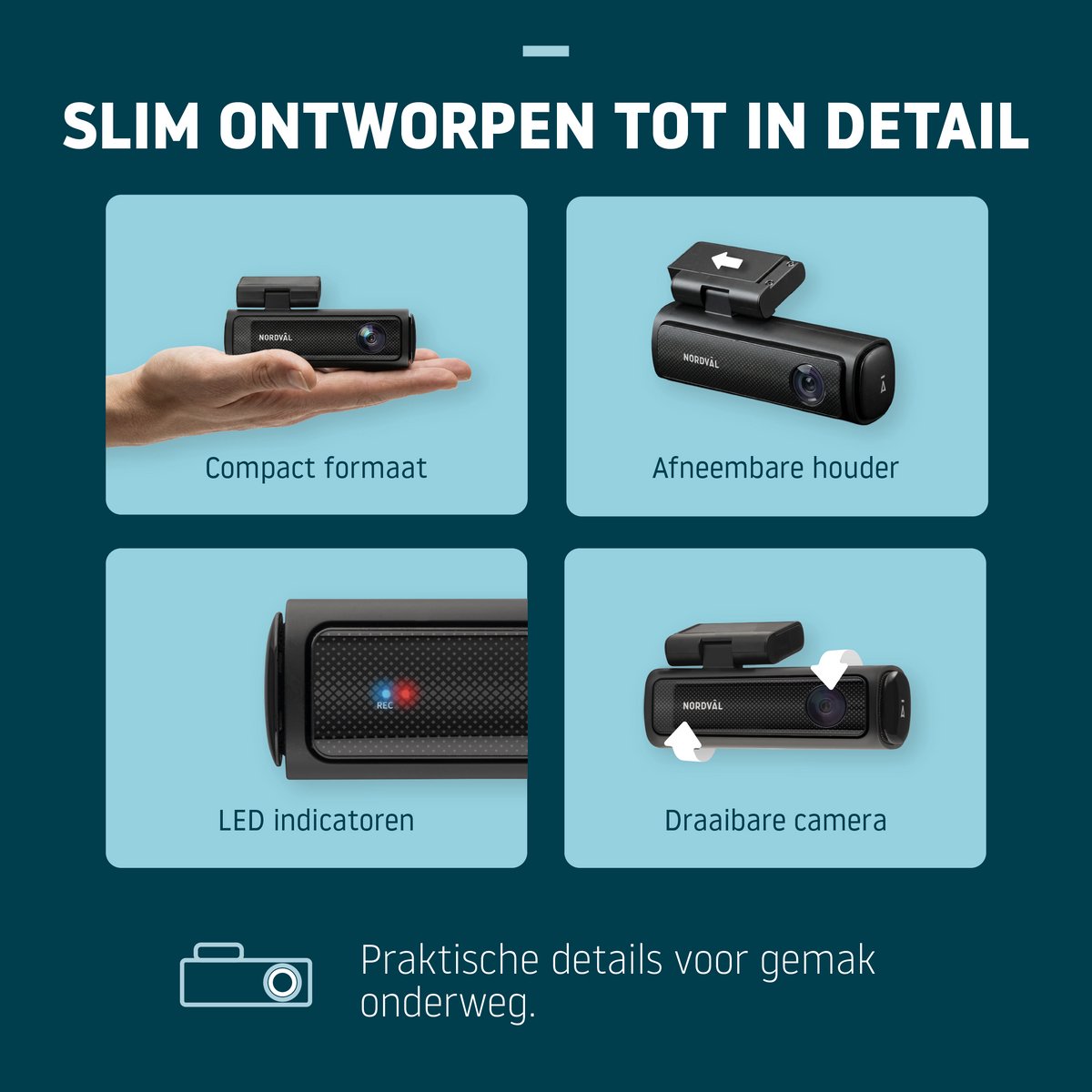 Nordväl DC202-2CH Dashcam - Incl. 256GB SD Kaart - 4K Ultra HD voor en 2K QHD achter thumbnail 3