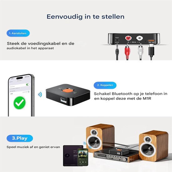 QTTVBTNA -Bluetooth 6.0 - Multi Connect Bluetooth Receiver & Transmitter -Auto - TV - Bluetooth Transmitter - 2 in 1 Zender en Ontvanger - Audio Adapter van Merkloos — afbeelding 3