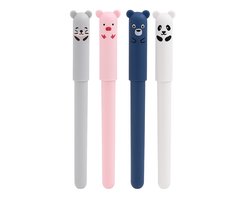 Schattige Uitgumbare Pennen - Cute Animal Pen - Balpennen - Uitwisbare Dieren Pennen - 0.5mm Balpen - Blauw Inkt - Set Van 4 Stuks