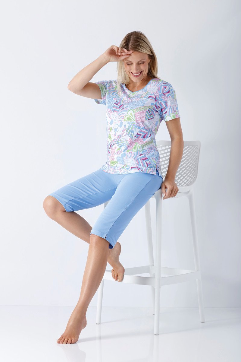 Hajo dames zomerpyjama blauw - Blauw - Maat - 48/50