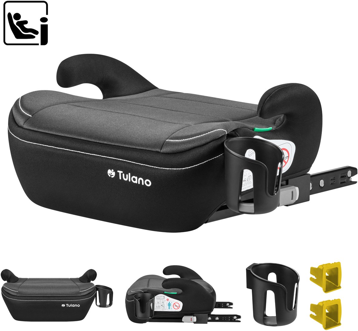 Tulano Cabby 30 i-Size Autostoelverhoger met Isofix - Zitverhoger - Kinderzitje 125-150 cm - Grijs