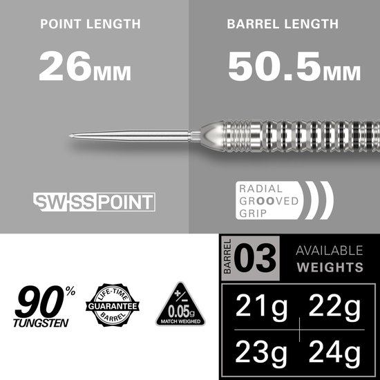 Target Darts EXO Edition 90% Tungsten Steel Tip Darts Set 21G Barrel 03 met Swiss Point Technologie en Pro Grip Shafts - Professionele Dartpijlen met Levenslange Garantie van Merkloos — afbeelding 2