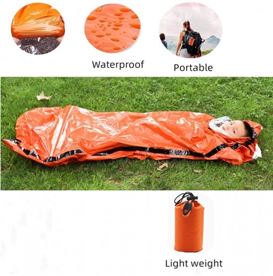 2 Nood Slaapzakken 90x210 Cm Thermische Overlevingsdekens Noodbivakzak Voor Buiten Kamperen Wandeluitrusting Noodvoorraden Inclusief Fluitje En Opbergtas Oranje Buitensport van Merkloos — afbeelding 3