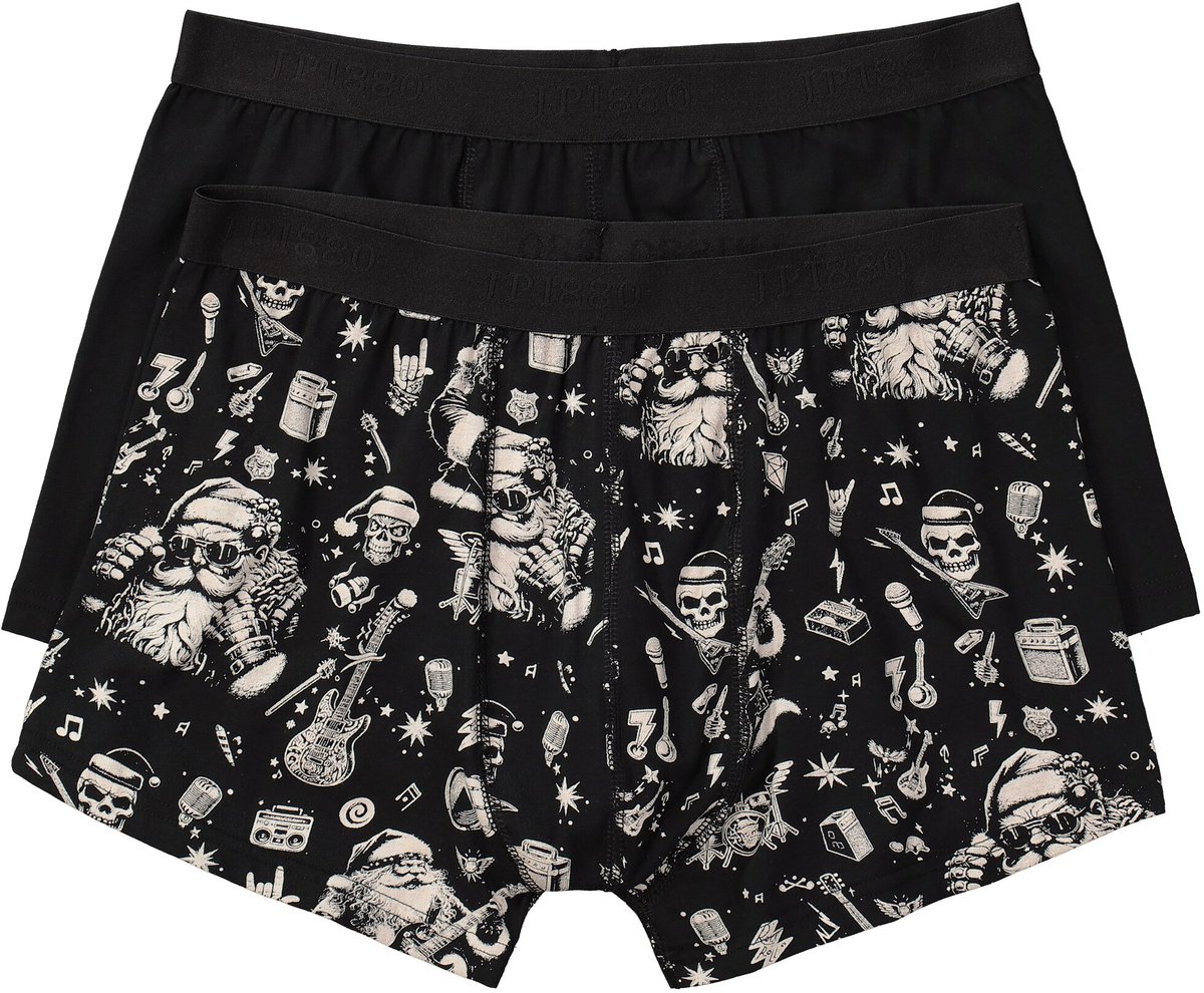 JP 1880 - Heren - Heupbroekjes FLEXNAMIC® OEKO-TEX set van 2 onderbroek X-Mas - Zwart - Maat XXL