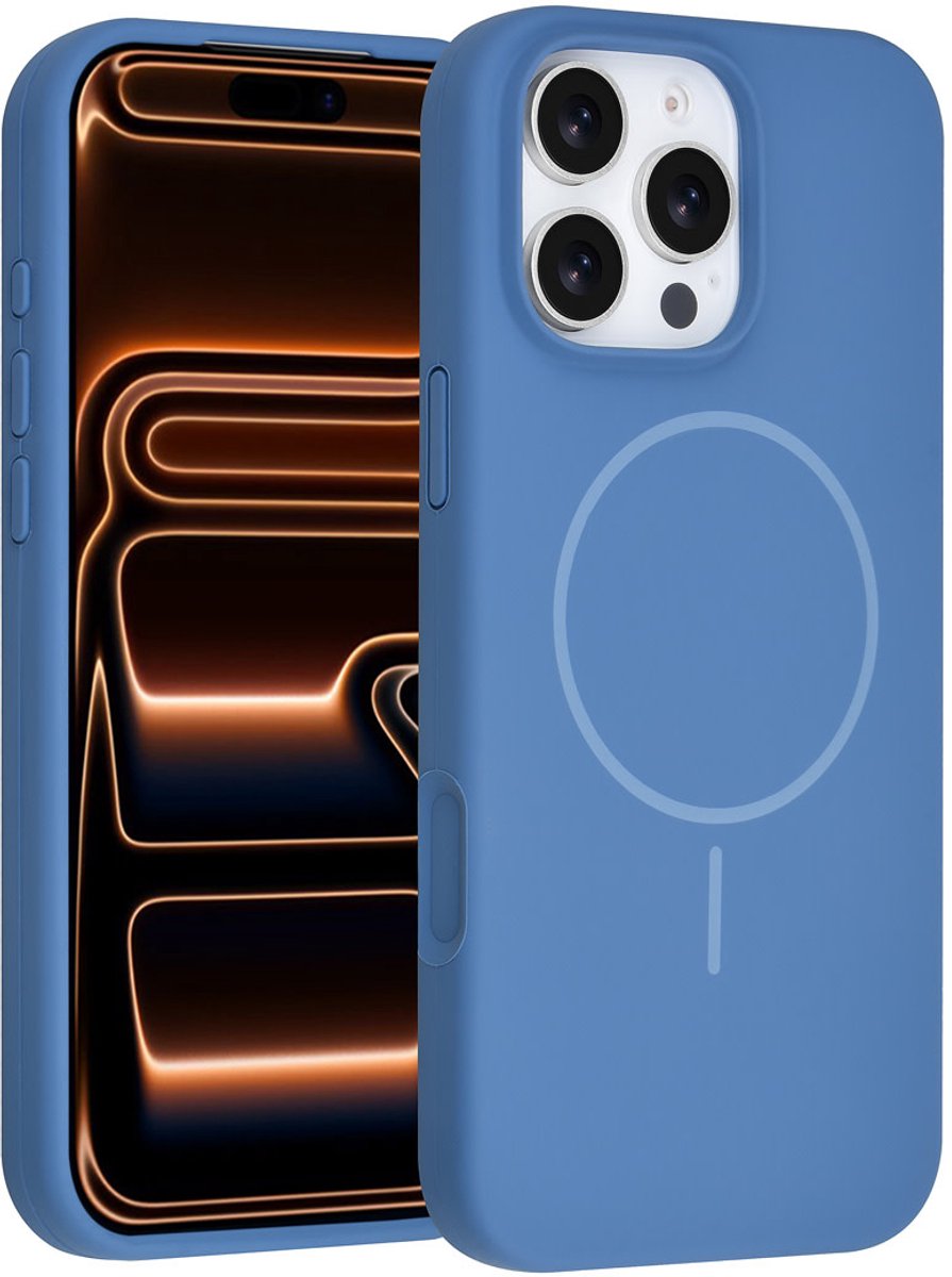 TUNIQ telefoonhoesje voor Apple iPhone 16 Pro Max - MagSafe siliconen backcover - Blauw