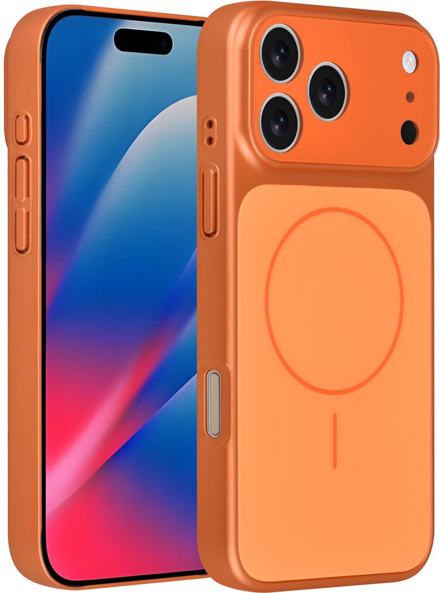 AG Matte Glass iPhone 17 Pro Max Backcover hoesje - Magsafe full protection cover - Oranje