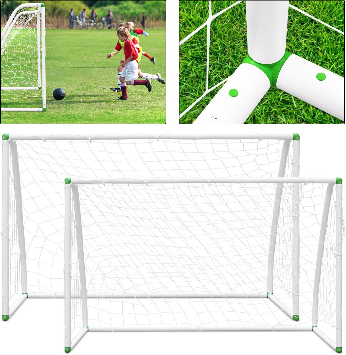 Dubbel voetbaldoel voor kinderen 245 x 155 x 90 cm tuindoel snel te monteren ideaal voor tuin en park