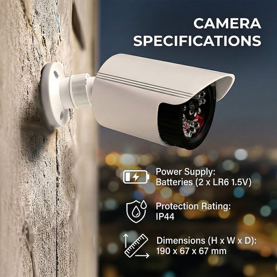 Set van 2 stuks Dummy camera IR-LED's - IR-LED's, wit, voeding 2xAA - ABS, IR1800 W -Set met batterijen van Maclean — afbeelding 4