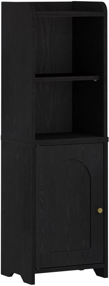 Naiz - Badkamermeubel - Zwart - Verstelbare planken - Met deurtje - 20 x 25 x 80 cm