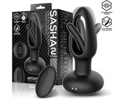 IY Sasha - Vibrerende Buttplug met Bewegend Tongetje en Afstandsbediening - Zwart