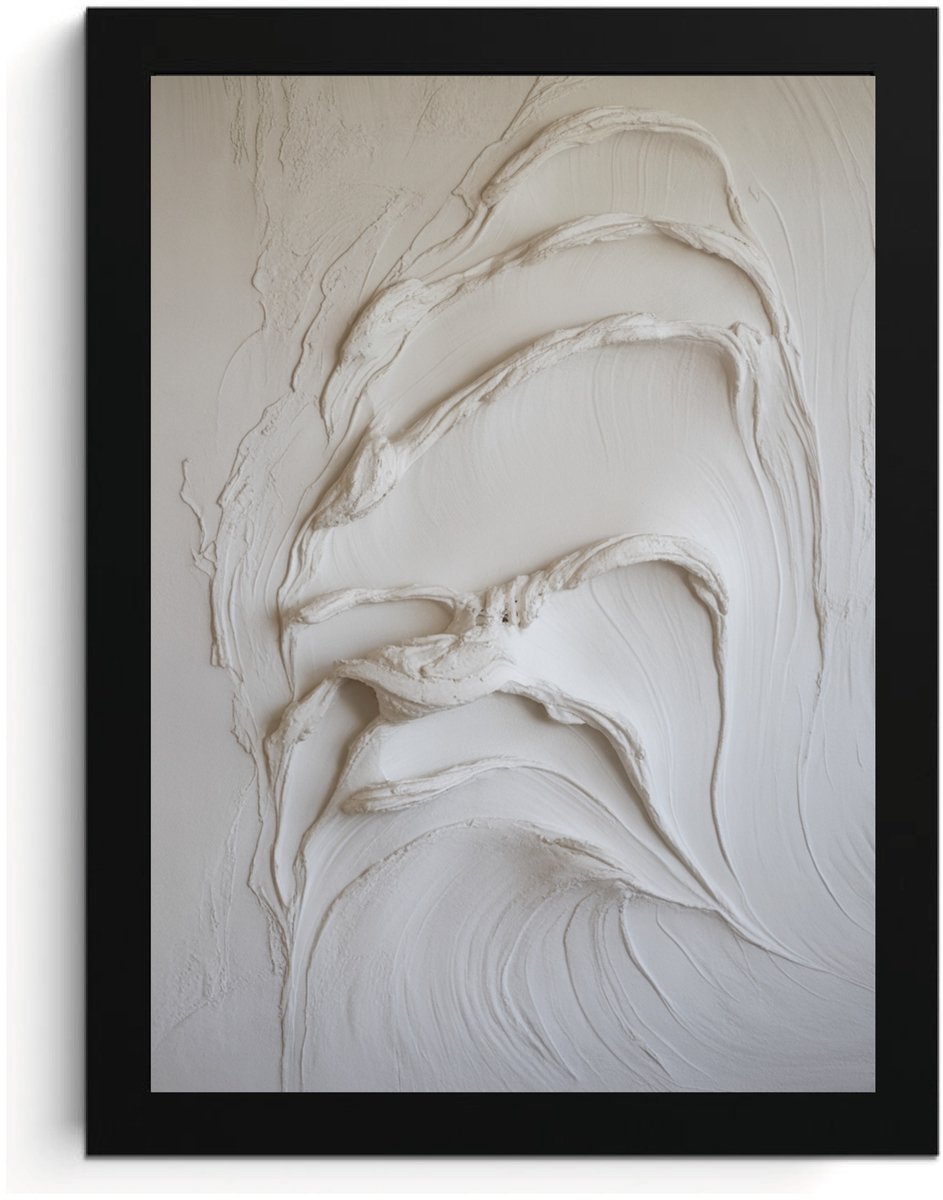 Witte abstracte Wall Art, minimalistische textuur, A4 fotolijst, High Resolution Print, MDF-frame, Acrylglas, Wall Art