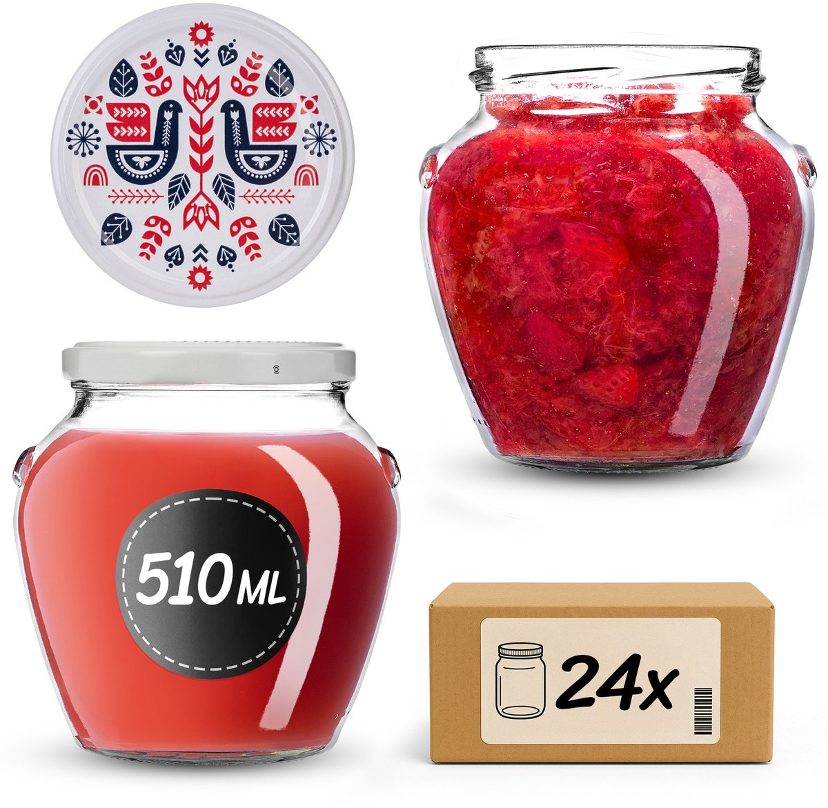 KADAX Inmaakpotten 510 ml fi82 Folklore I 24 stuks