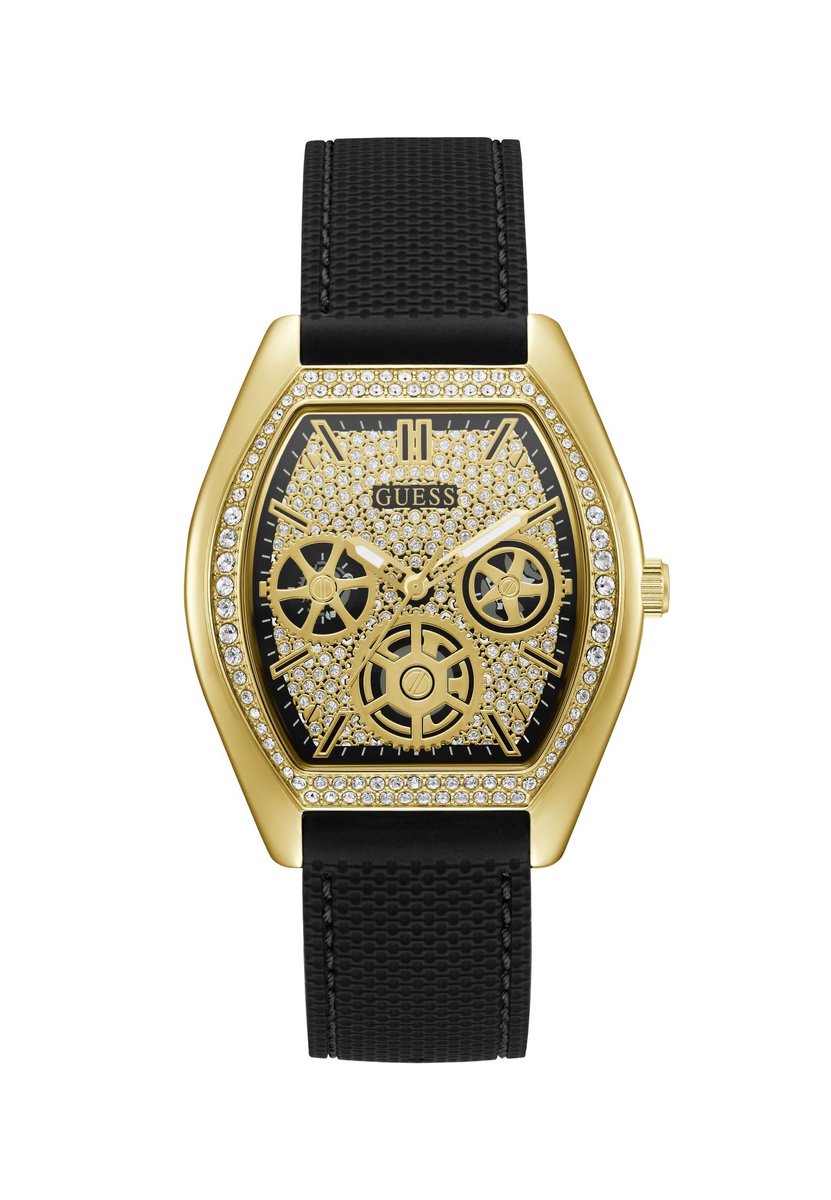 Guess Stature Quartz Analoog Horloge Zwart Kast: 100 % Roestvrij Staal | Band: 100 % Siliconen 40.7 mm U1381G1M