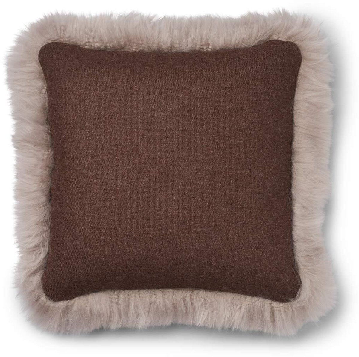 Sheepskin House Wollen Kussen - LW rand - 52x52 cm Brown/Dove