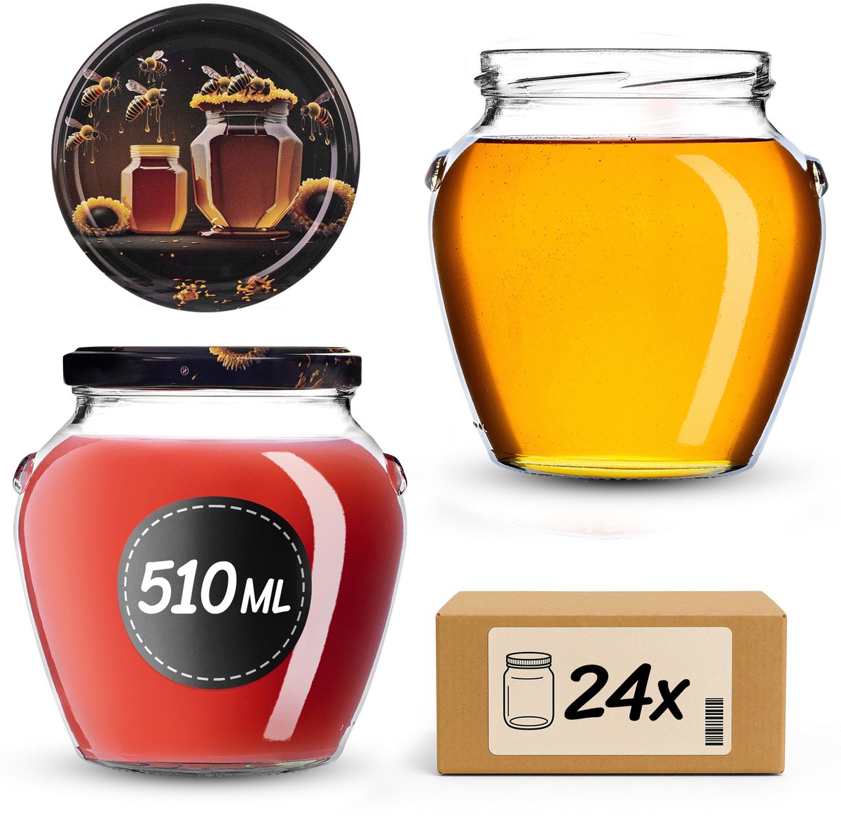 KADAX Inmaakpotten 510 ml fi82 Zwart Honing 24 stuks