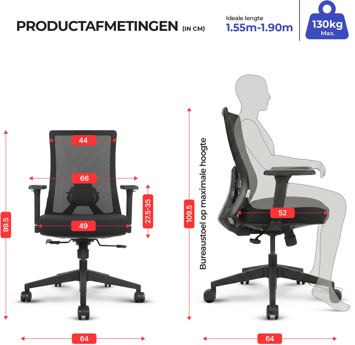 Ergonomische Bureaustoel - Office Chair (EAN: ...5023) - afbeelding 3