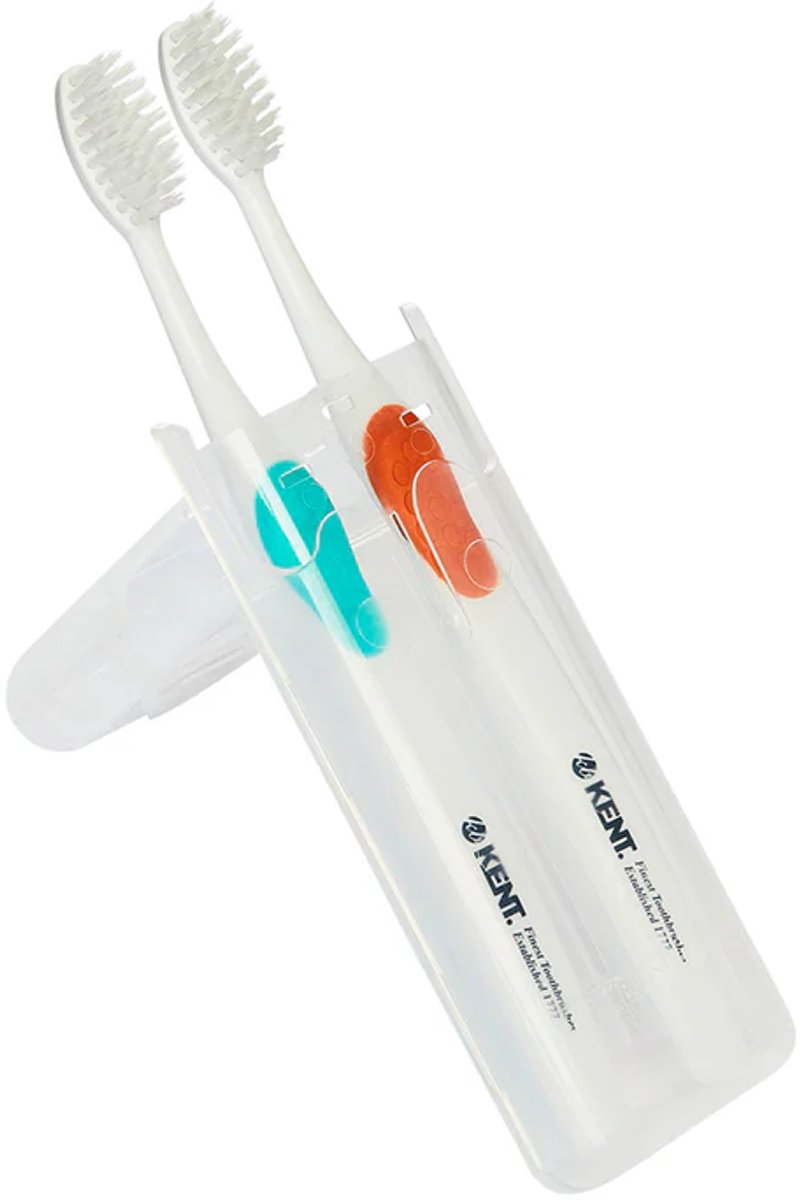 Kent - Oral Care - Tandenborstel - Toothbrush - Two Medium Toothbrushes in Travel Case - TSIL REFRESH G/O