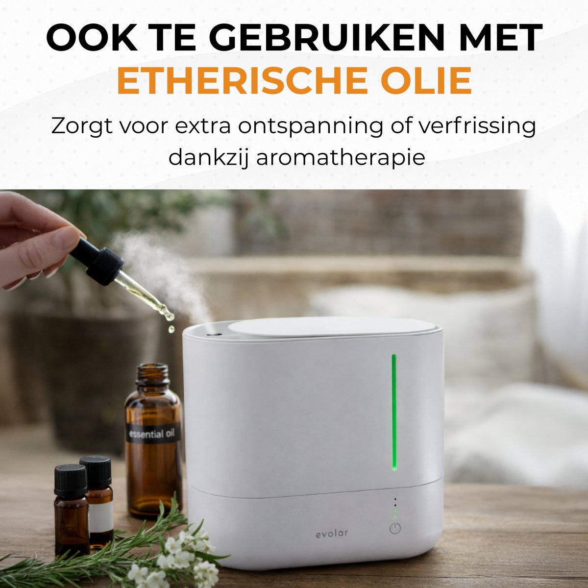 Evolar Luchtbevochtiger met Aromatherapie - 5L Tank - Air Humidifier - Diffuser - Woonkamer, Kantoor, Babykamer, Slaapkamer - EVO-HF450 thumbnail 2