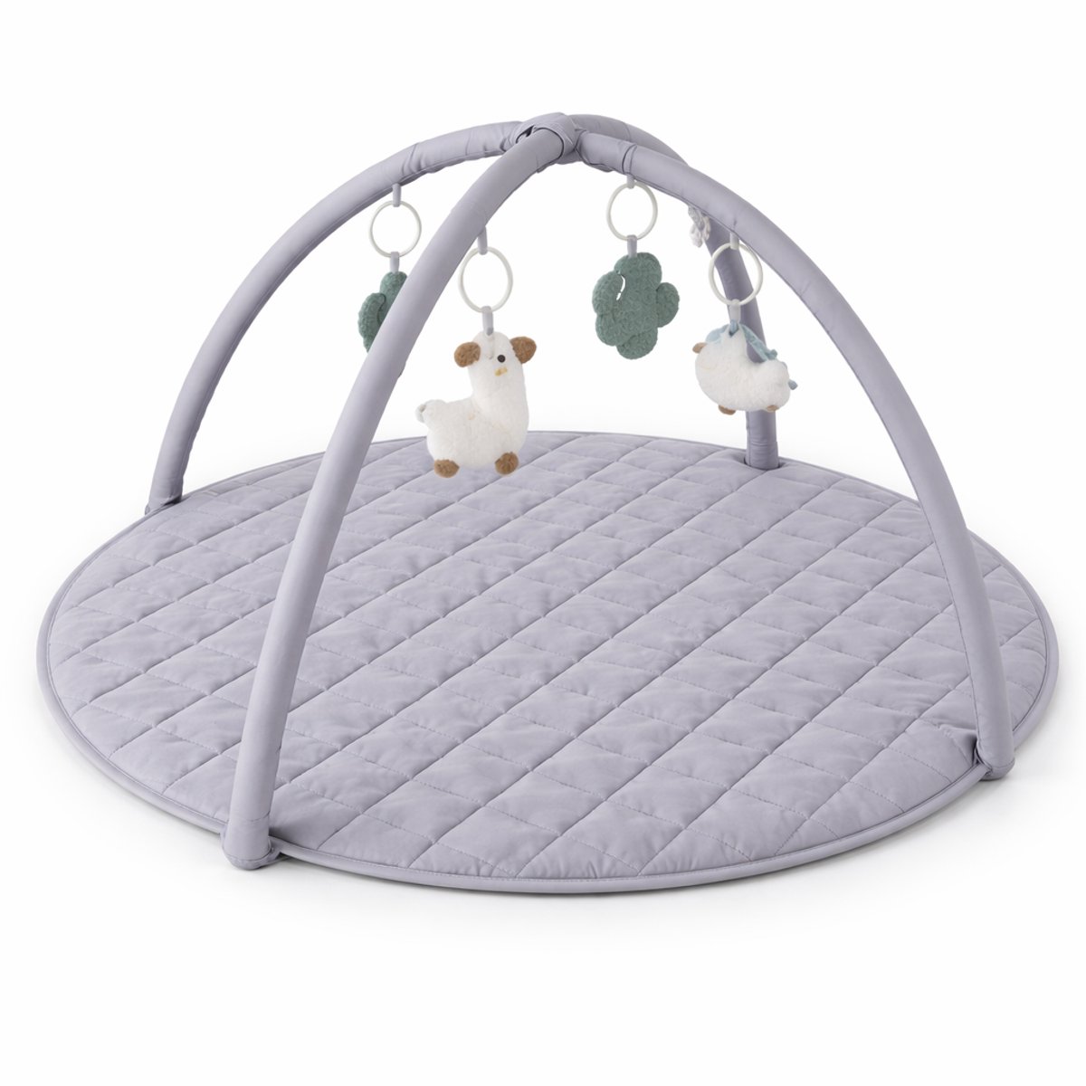 Laavir Baby Speelkleed met Boog - Ronde Babygym Grijs - Zacht en Comfortabel speelmat - Voor Pasgeboren Baby’s