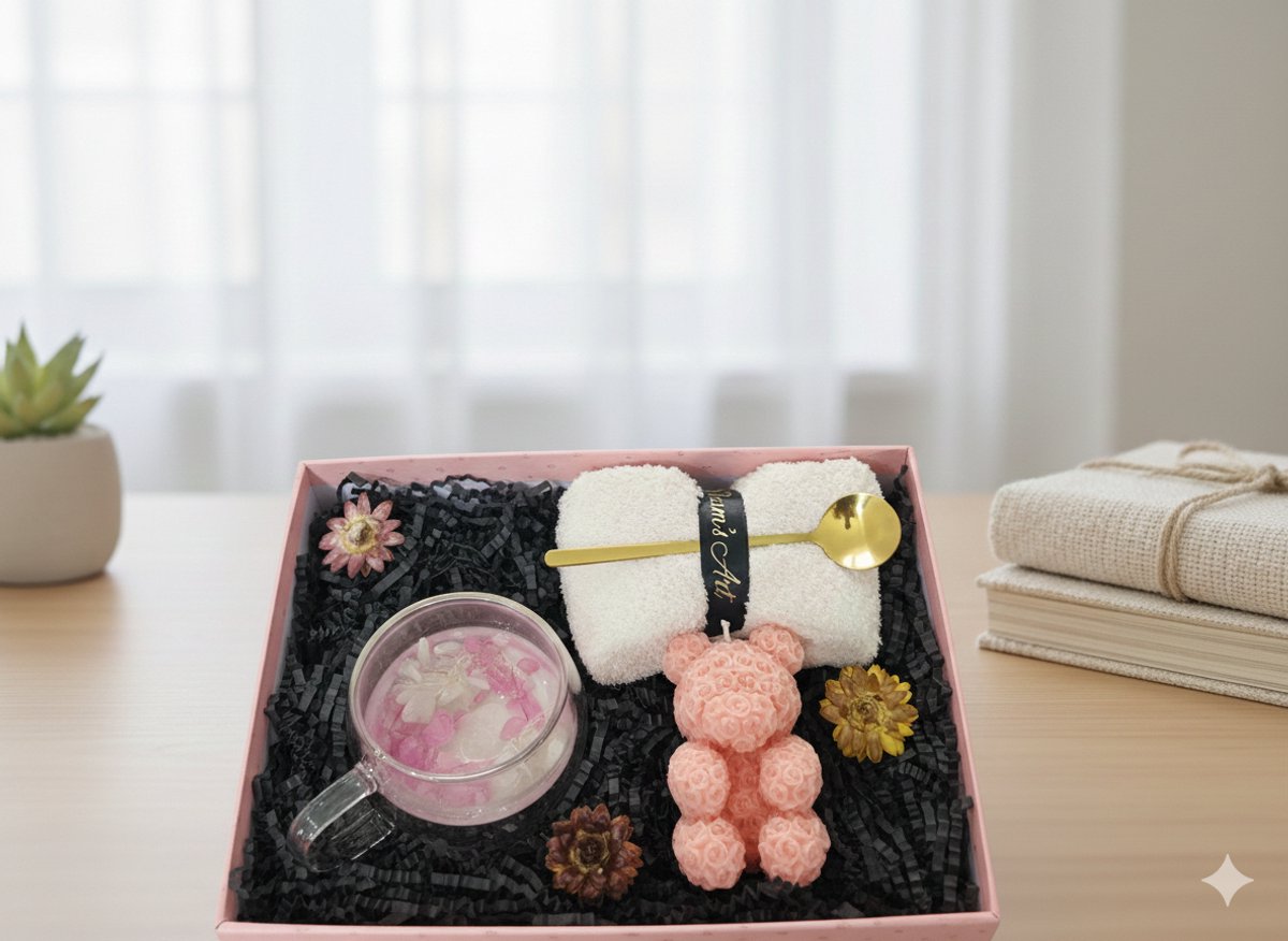 Luxe Cadeau Set voor Haar – Wellness Verwenpakket – Inclusief Beer Kaars, Dubbelwandig Glas met Droogbloemen & Fluffy Sokken – Roze – Valentijn / Verjaardag / Moederdag