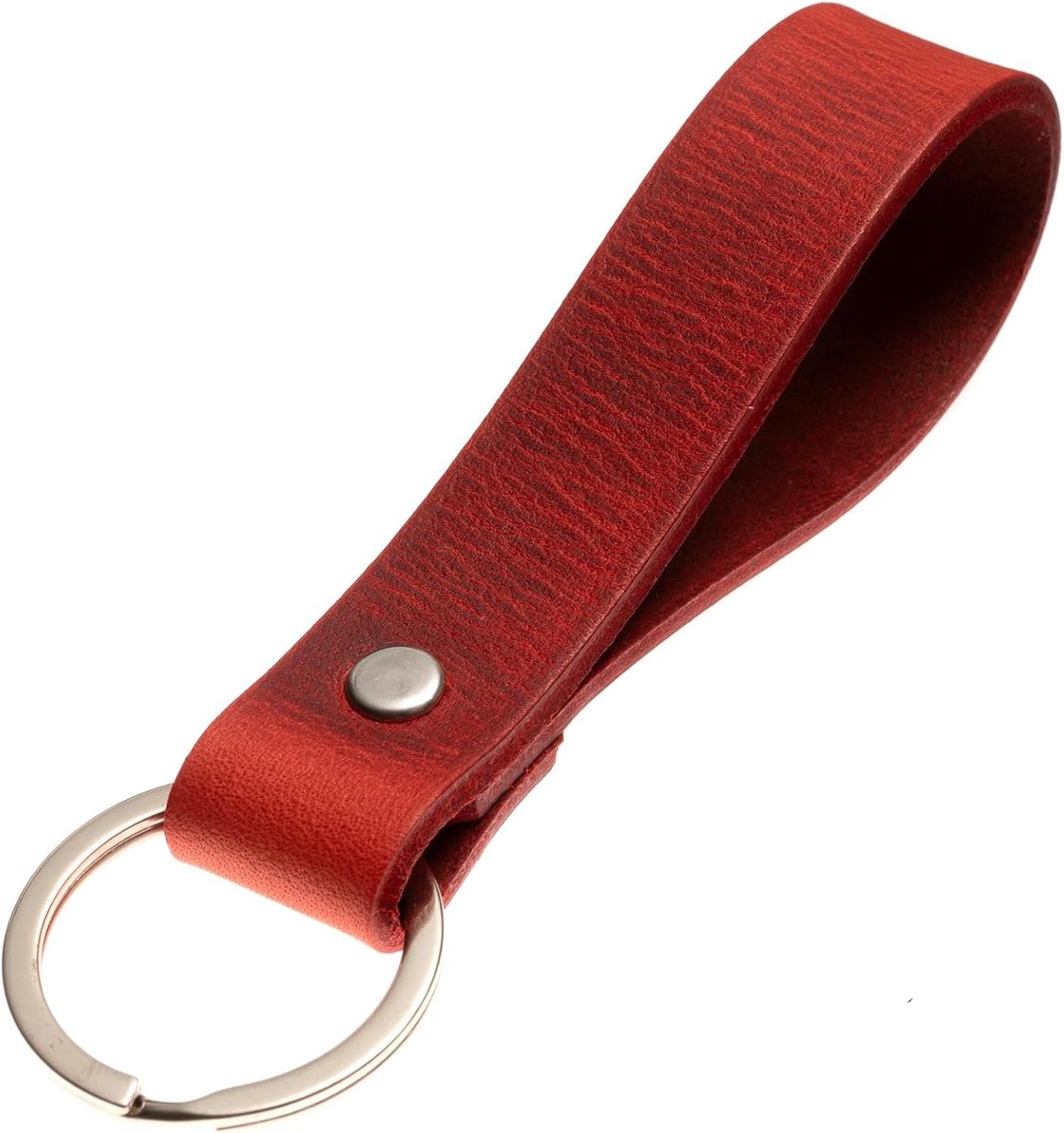 Imperatoris - Leren Sleutelhanger - Keychain met Sleutelring - Geschikt voor Autosleutel & Fiets - Duurzaam en Stijlvol - 1 Stuk - Rood