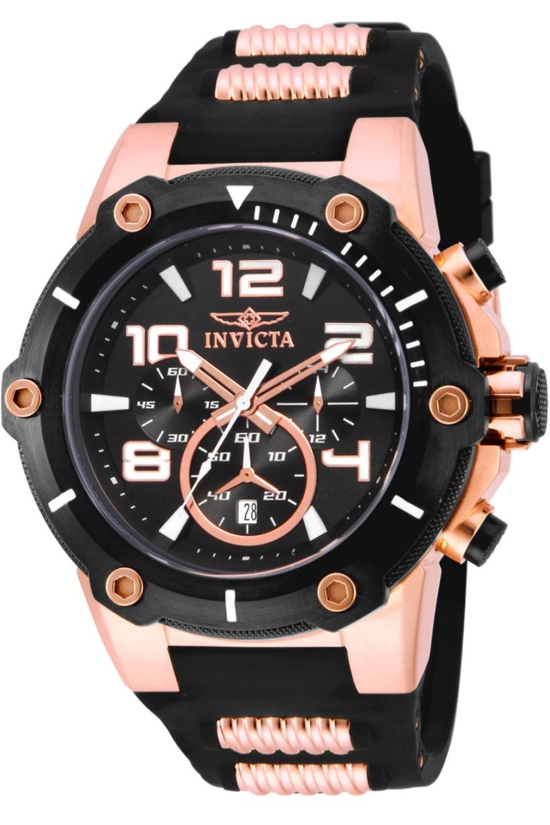 Invicta Speedway 17201 Heren Horloge - Waterdicht - Analoog - Quartz Uurwerk - Roestvrij Staal met zwarte Wijzerplaat - 51mm