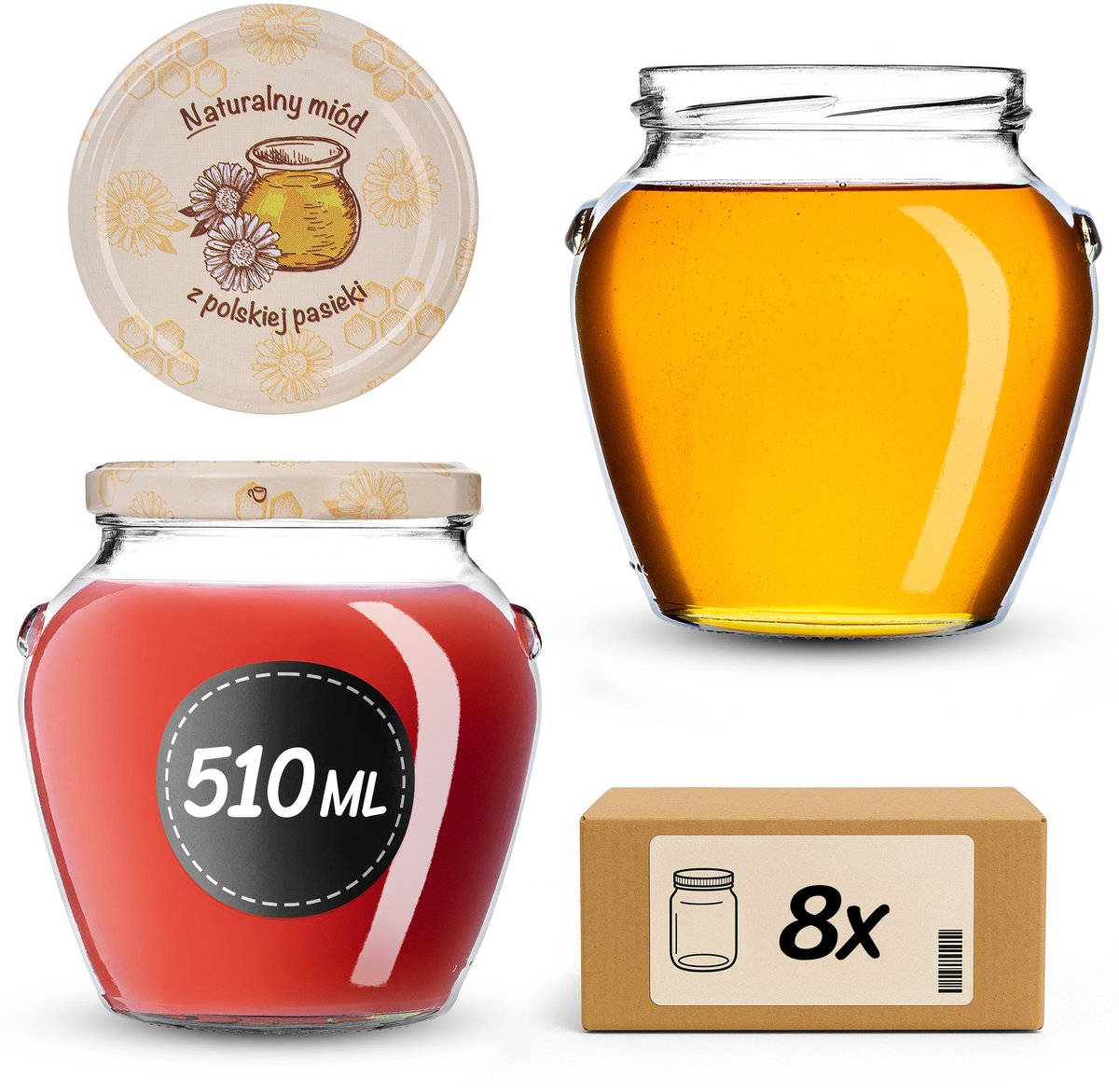 KADAX Pot Amphora fi82 510ml + deksel fi82 Honing met