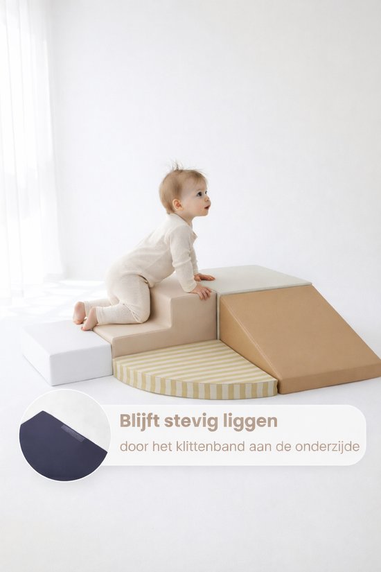 HENVAE® Baby Foam Blokken 5-delige Speelset - Glijbaan - Baby - Baby Speelgoed 6 maanden - Zachte blokken Baby - Montessori Speelgoed - Speelgoed 1 jaar - Educatief Speelgoed - Stapelblokken - Sensorisch Speelgoed - Speelblokken - Klimblokken Baby
